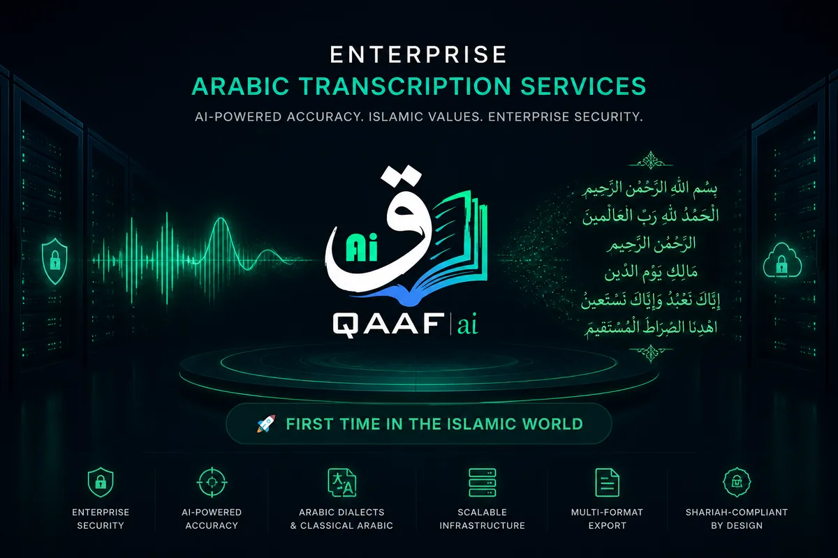 Islamic podcast in Urdu being transcribed and translated into English text for a global audience
